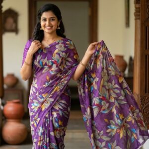 Georgette Lotus Flower Saree