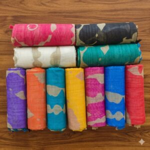 Peach Mist Linen Cotton Saree
