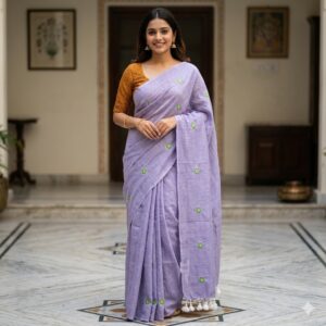 Embroidery Khadi Cotton Saree